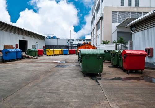 Construction site with waste materials being cleared